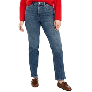 Old Navy Extra High Rise Straight Leg Blue Jeans Medium Wash Denim